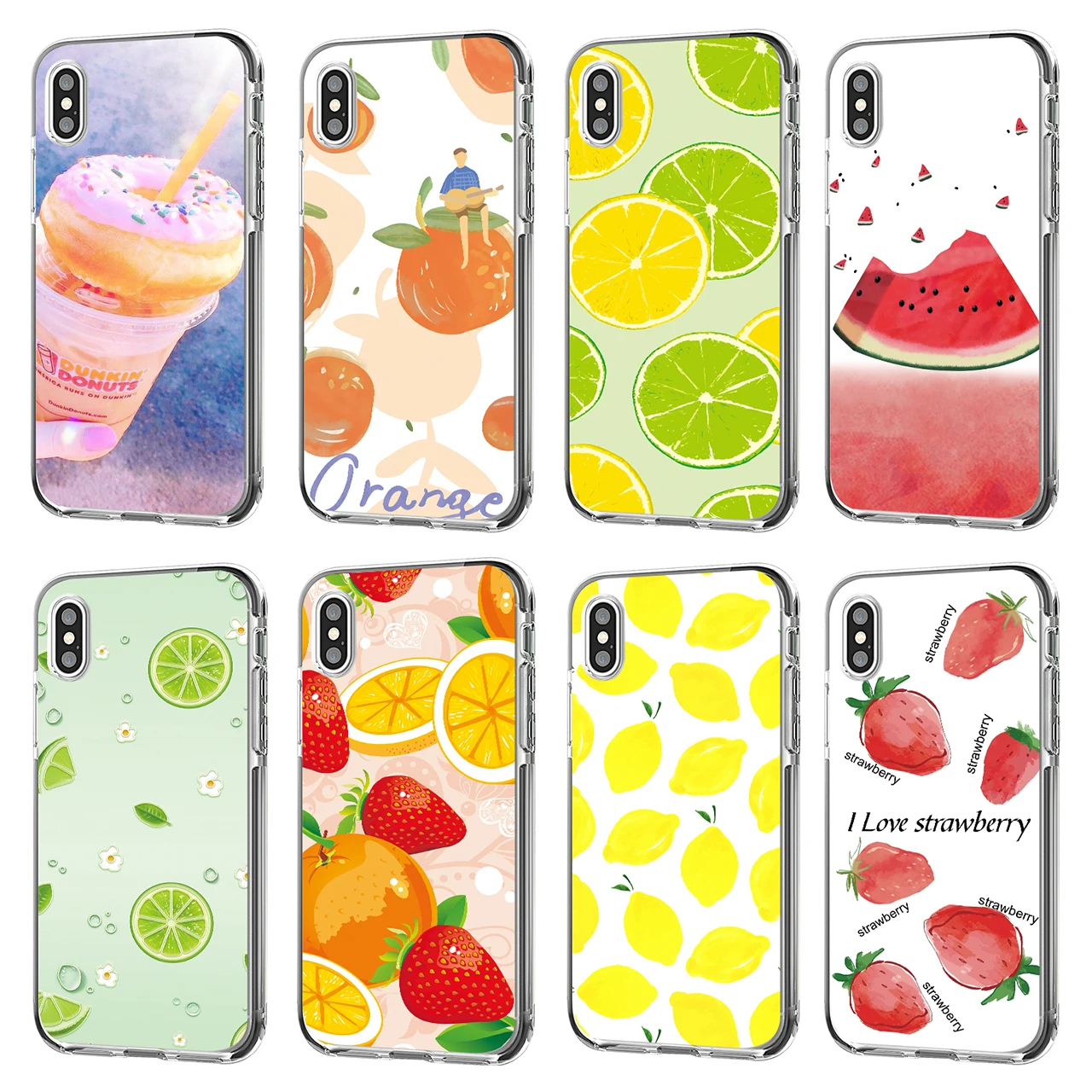 Чехол для телефона из мягкого TPU с принтом лимона, клубники и арбуза для iPhone 7 8 6 6s 5 5s SE X XS XR Max Plus Edge Transparent Cover.