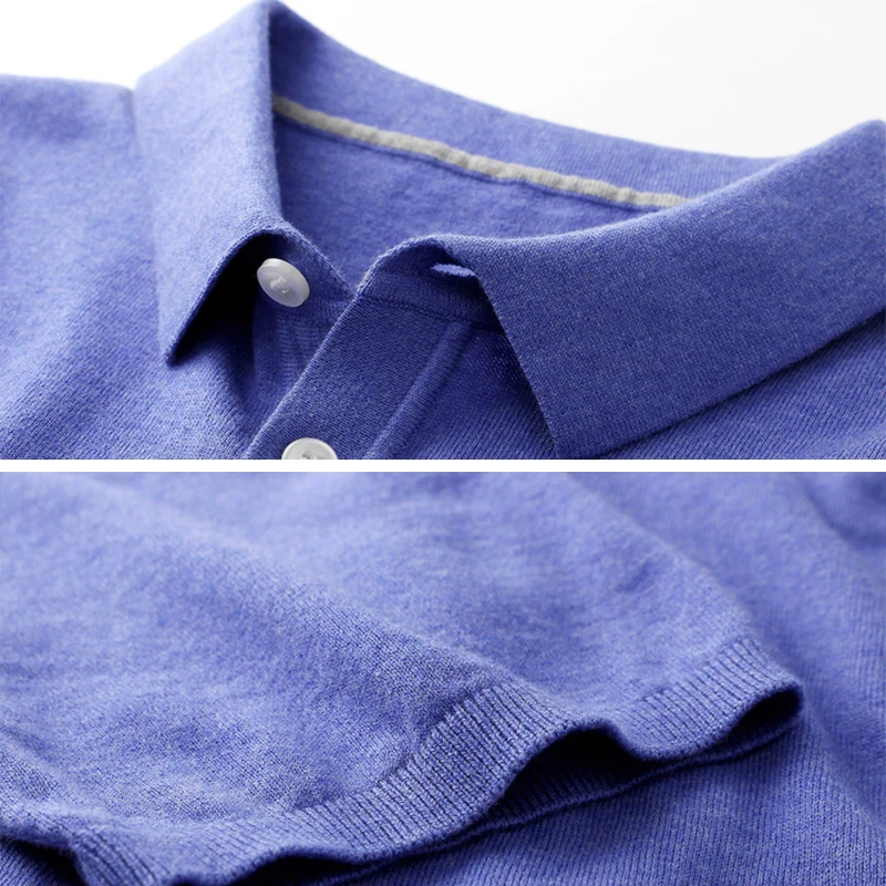 100% хлопок качественное поло мужской однотонный стиль короткий рукав свитер