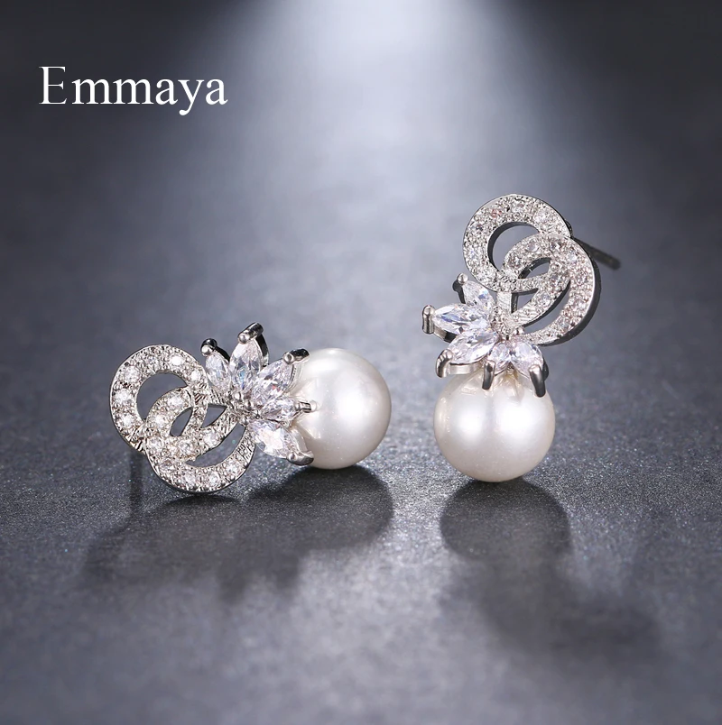 Серьги Emmaya с фианитами женские роскошные модные ювелирные украшения белым