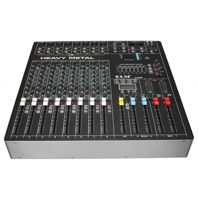 ELM Профессиональное аудио DJ микшерный пульт 8 каналов DJ аудио караоке звук микшер с USB DSP цифровые эффекты процессоры