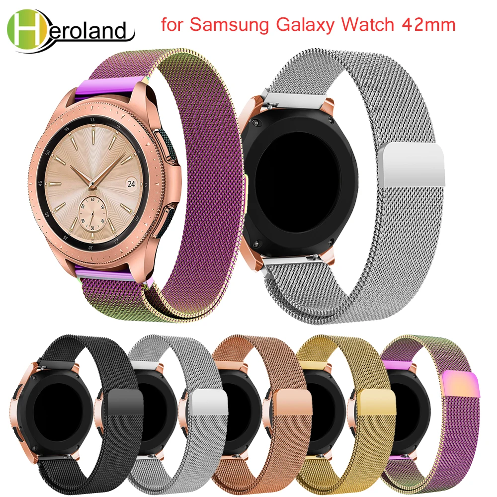 Ремешок из нержавеющей стали для samsung Galaxy Watch 42 мм Миланская петля 20 мм сменный ремешок для наручных часов с магнитной пряжкой Ремешки для наручных часов