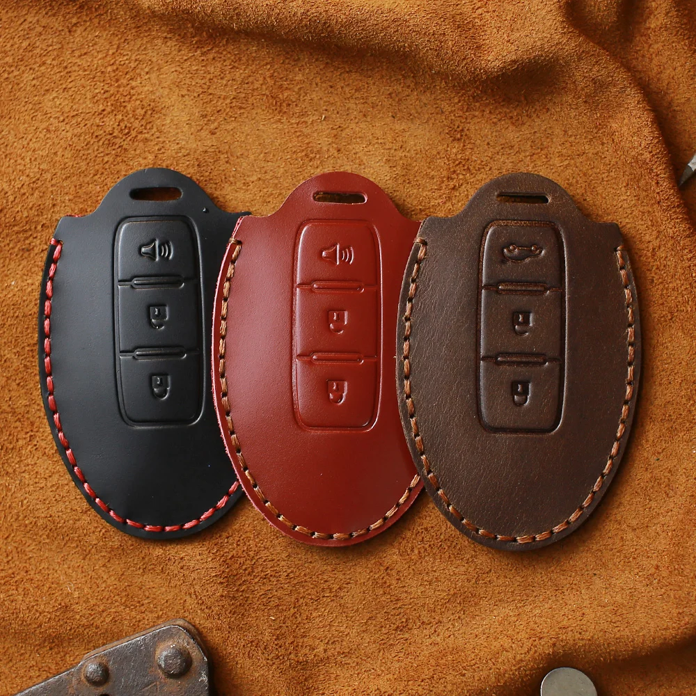 Кожаный чехол для ключей Dandkey Nissan Qashqai Pathfinder Versa Tidda Murano Rogue X Trail Smart Car Remote Key