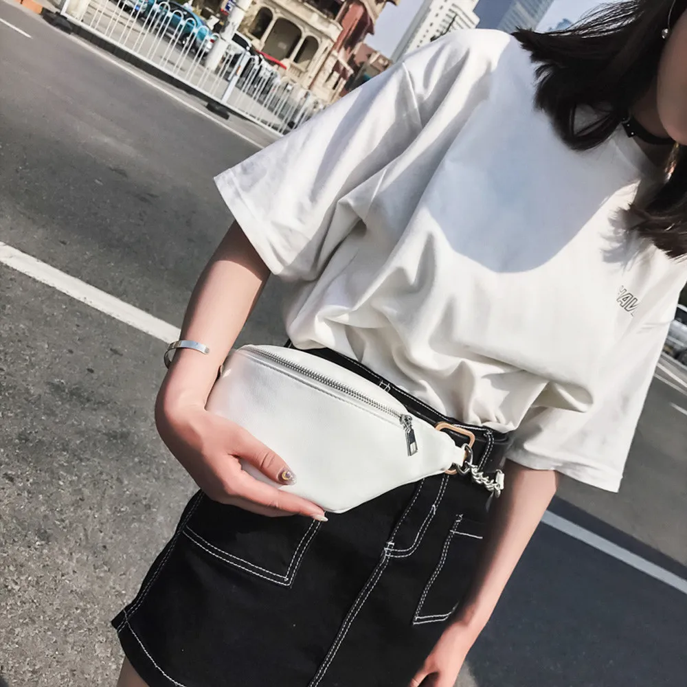 

Aelicy 2020 Women Chest Bags Fashion Chain Leather Messenger Bag Shoulder Bag Female Capacity Zipper Phone Money Waist Packs HOT