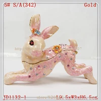 gift hinged rabbit figurine trinket box rabbit bunny crystal jewelry box decorated standing bunny rabbit ornament trinket