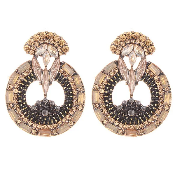 E80755 earrings Винтажные Кристальные серьги-гвоздики для женщин, трендовые Свадебные вечерние серьги в богемном стиле, стразы, рождественское ювелирное изделие - Окраска металла: E80755 earrings