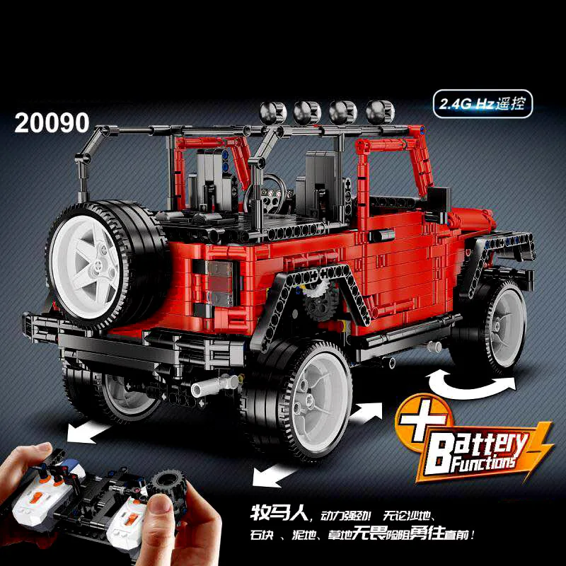 LP Technic 20090 MOC Jeep Wrangler Rubicon RC 20100 G500 AWD Wagon двигатель совместимый Lelying 5140 2425 блоки
