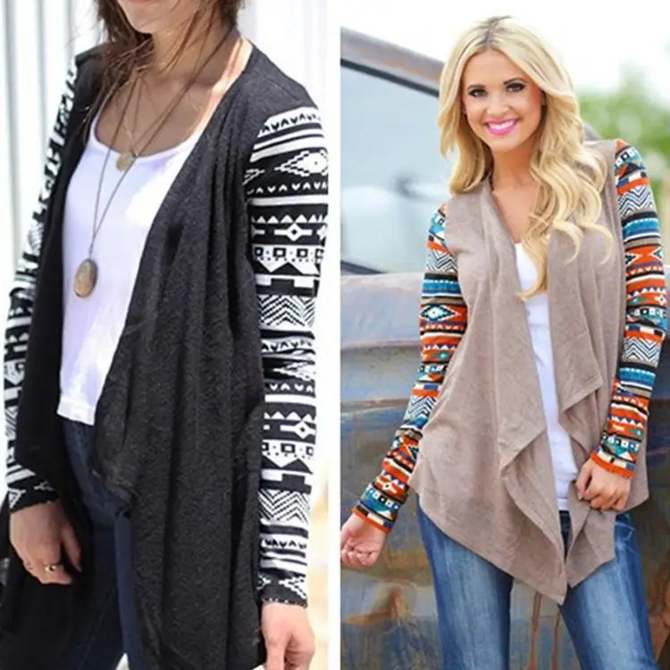 Hot Sale 2017 Western Ethnic Style Geommetric Patchwork Women Sweater Autumn Winter Long Sleeve Knitted Slim Casual Cardigans |