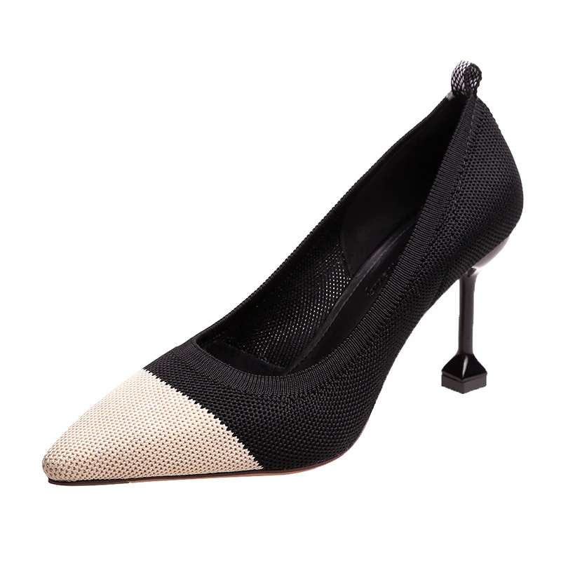 2019 модные туфли лодочки на высоком каблуке с острым носком chaussures femme женские женская обувь из тканого