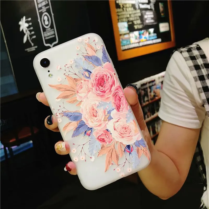 10 шт. в упаковке для iPhone 7 чехол с цветами мягкий TPU силиконовый 5 5S SE i6 6s i7 i8 Plus