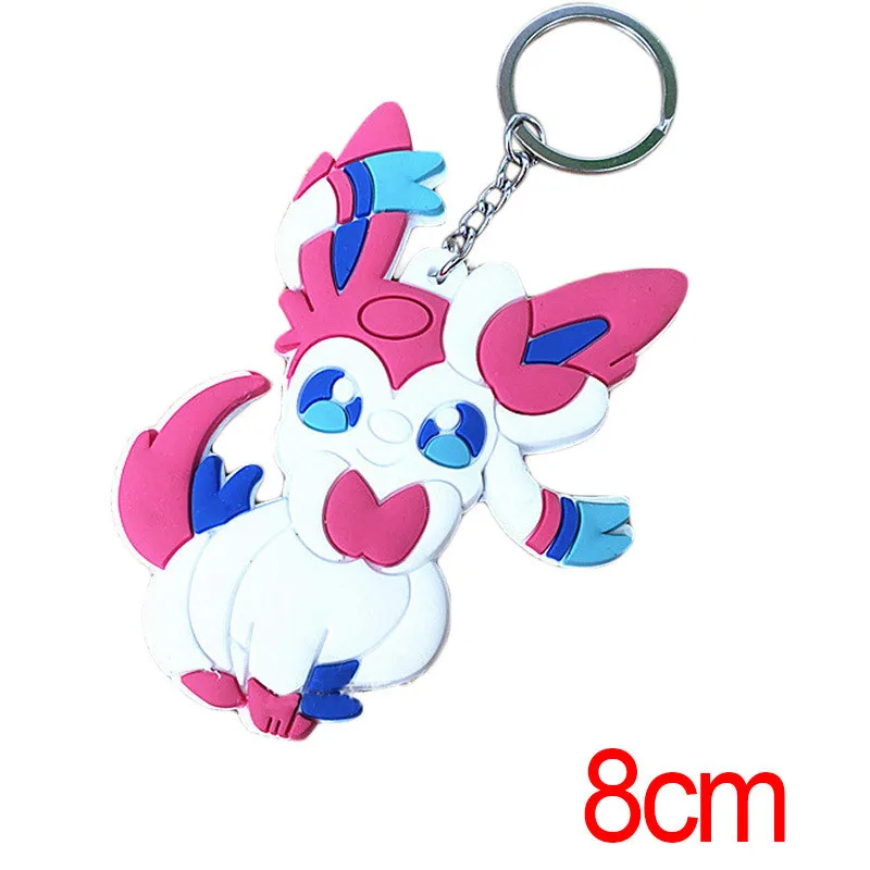 ( 2 Pieces / lot ) pokemon keychains pocket monster anime keychain zinc alloy key chains soft plastic ring | Украшения и