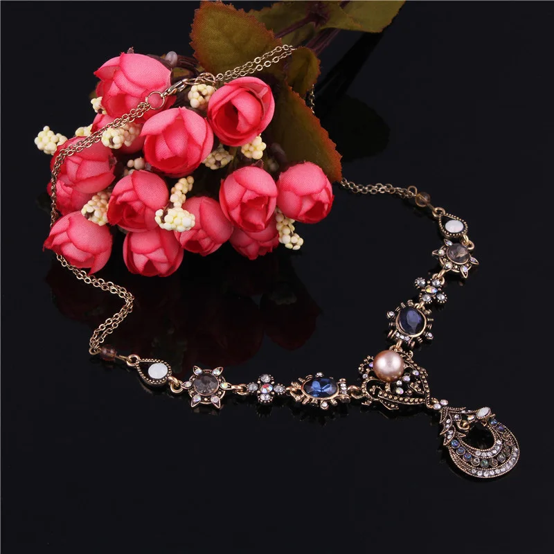 Seblasy Винтаж Роскошные богемные готический дворец Кристалл капли воды колье с