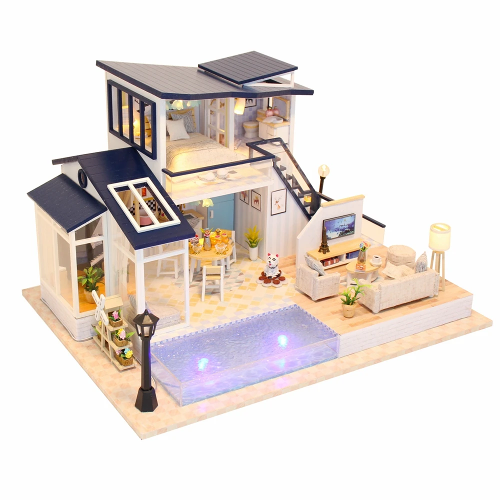 Кукольный дом деревянная мебель Diy миниатюрный дом собрать 3D Miniaturas кукольный домик головоломки наборы игрушки для детей подарок на день рождения