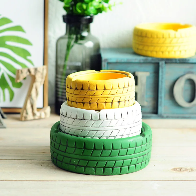 European Retro Creative Multi-Function Tire Ashtray Crafts Smoking Accessories Living Room Cement Household Merchandises | Дом и сад