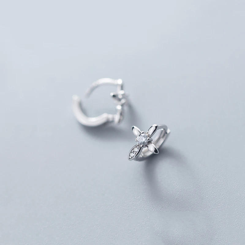 INZATT Trendy Geometric Zircon Cross Hoop Earrings Charm 925 Sterling Silver Fine Jewelry For Women Birthday Party Accessories | Украшения