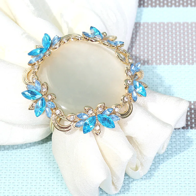 50PCS creative metal napkin ring flower imitation jade cocktail jewelry home furnishings | Дом и сад
