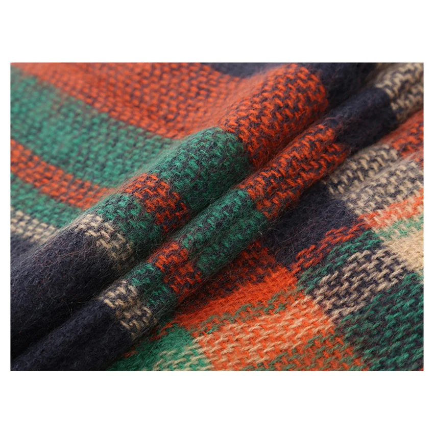 

Autumn Winter Female Pashmina Scarf Women Plaid Cashmere Scarves Geometric Big Kerchief Shawl Wrap Blanket Warm
