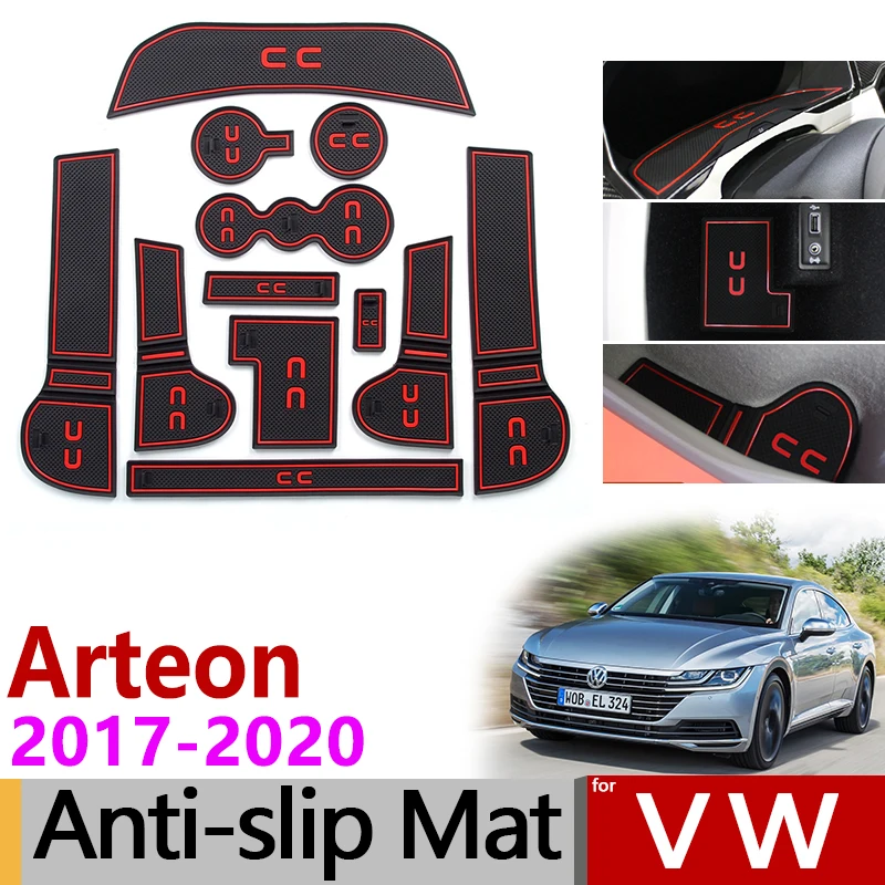 Противоскользящий резиновый слот для ворот коврик чашки VW Arteon 2017 2018 2019 Volkswagen R Line
