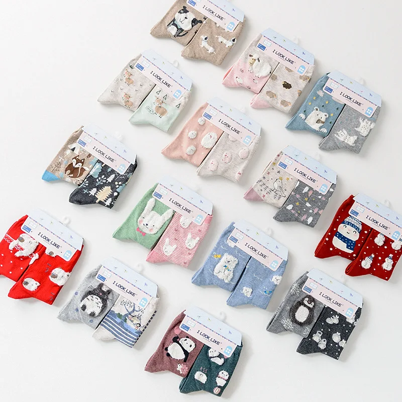 Новинка для осени и зимы хлопковые носки женщин с милым объемным узором зверей из