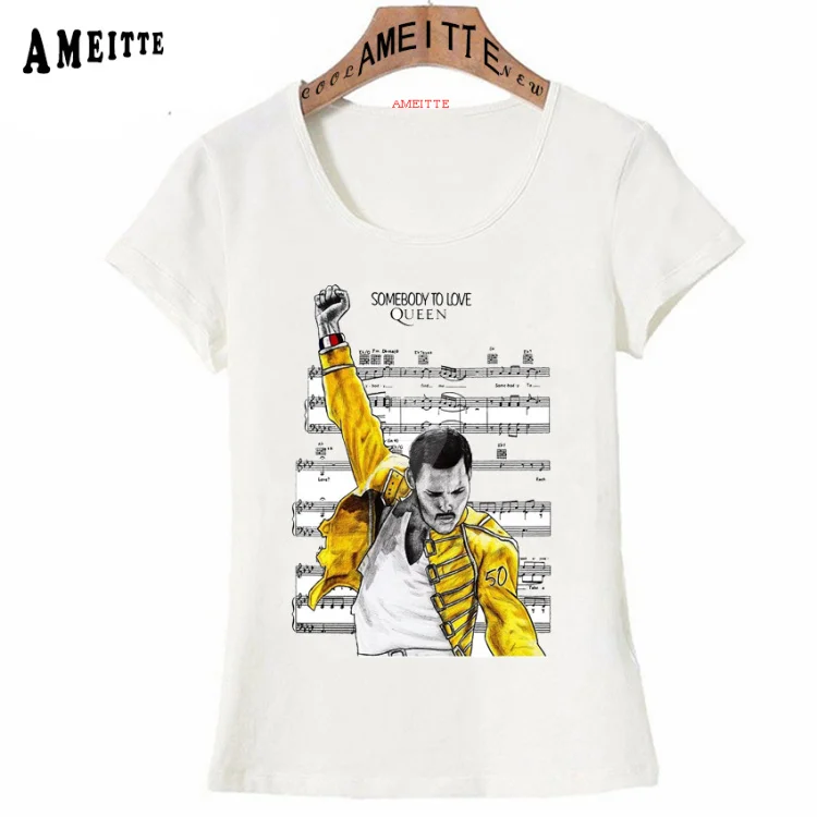 Z7582 Футболка Freddie Mercury The queen Band, Женская Хип-Хоп Ретро Рок хипстерская футболка, винтажные Женские повседневные топы, милые крутые футболки для девочек - Цвет: Z7582
