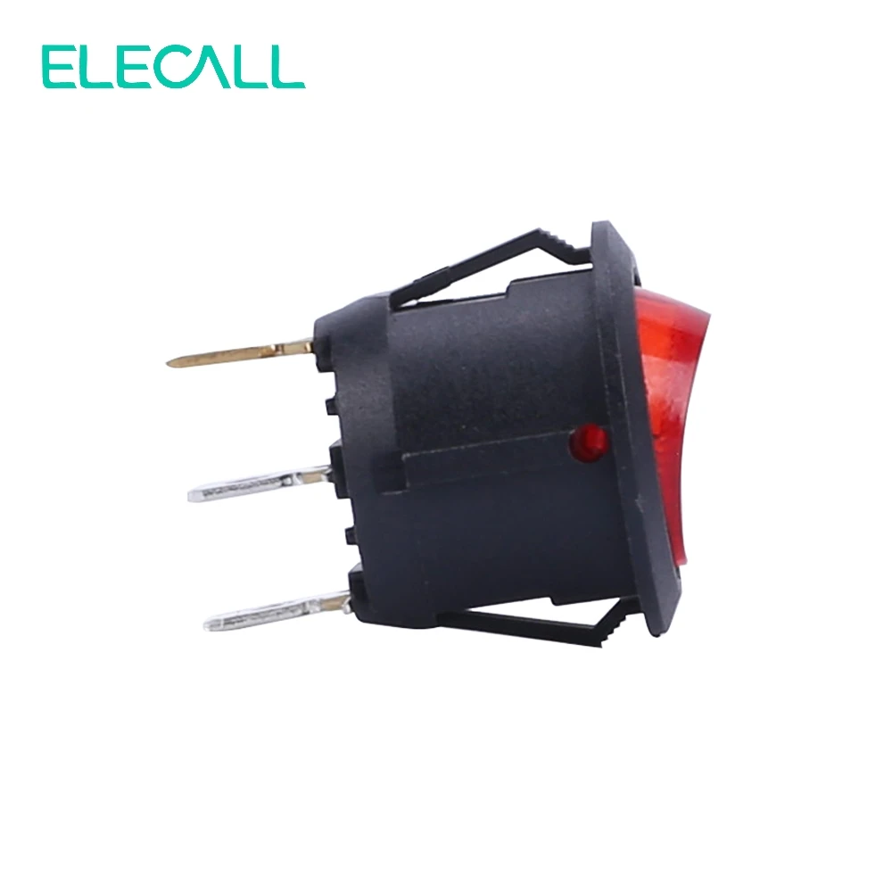 ELECALL 6A250V 10A125V KCD1 105N красный свет кнопочный клавишный переключатель 3 Pin кулисный