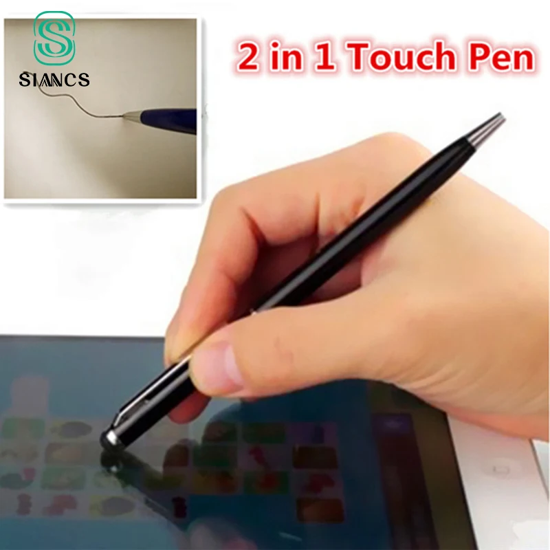 

2 in 1 Mini Metal Capacitive Universal Tablets Touch Stylus Pen Microfiber Ball Pen For iPhone 5 6 7 Laptop Built-in Ballpoint