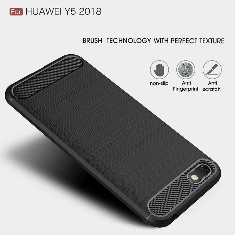 TRISEOLY чехол для Huawei Y5 Prime 2018 Матовый ТПУ из углеродного волокна резиновая задняя