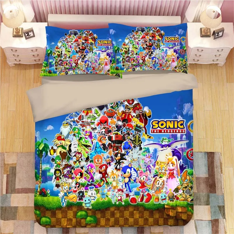 Sonic The Hedgehog Bedding Set Super Mario Bros Duvet Covers Pillowcases Twin Full Queen King Comforter Bedding Sets Bed Linen - Цвет: 17