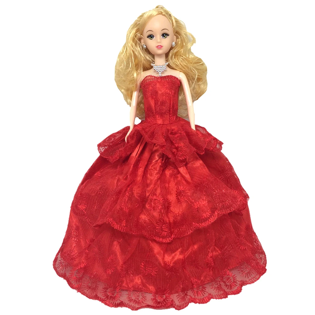 

Fashion Multi-lace Princess Wedding Dress Party Gown Dress For Girl Doll Dress Embroidering Three Layers Model Dresses