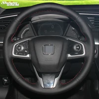 shining wheat hand stitched black leather car steering wheel cover for honda civic civic 10 2016 2019 crv cr v 2017 2019 clarity