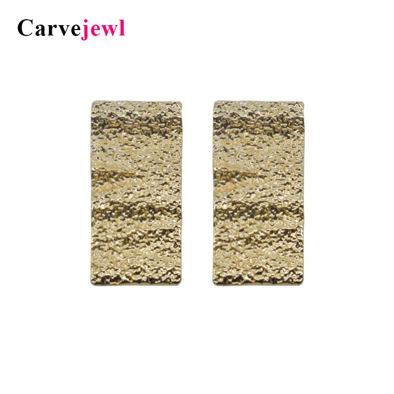 

Carvejewl big stud earrings rectangle stud earrings for women jewelry hammered surface girl gift simple personality new style