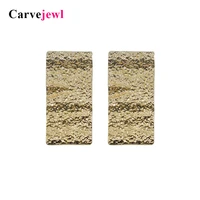 carvejewl big stud earrings rectangle stud earrings for women jewelry hammered surface girl gift simple personality new style