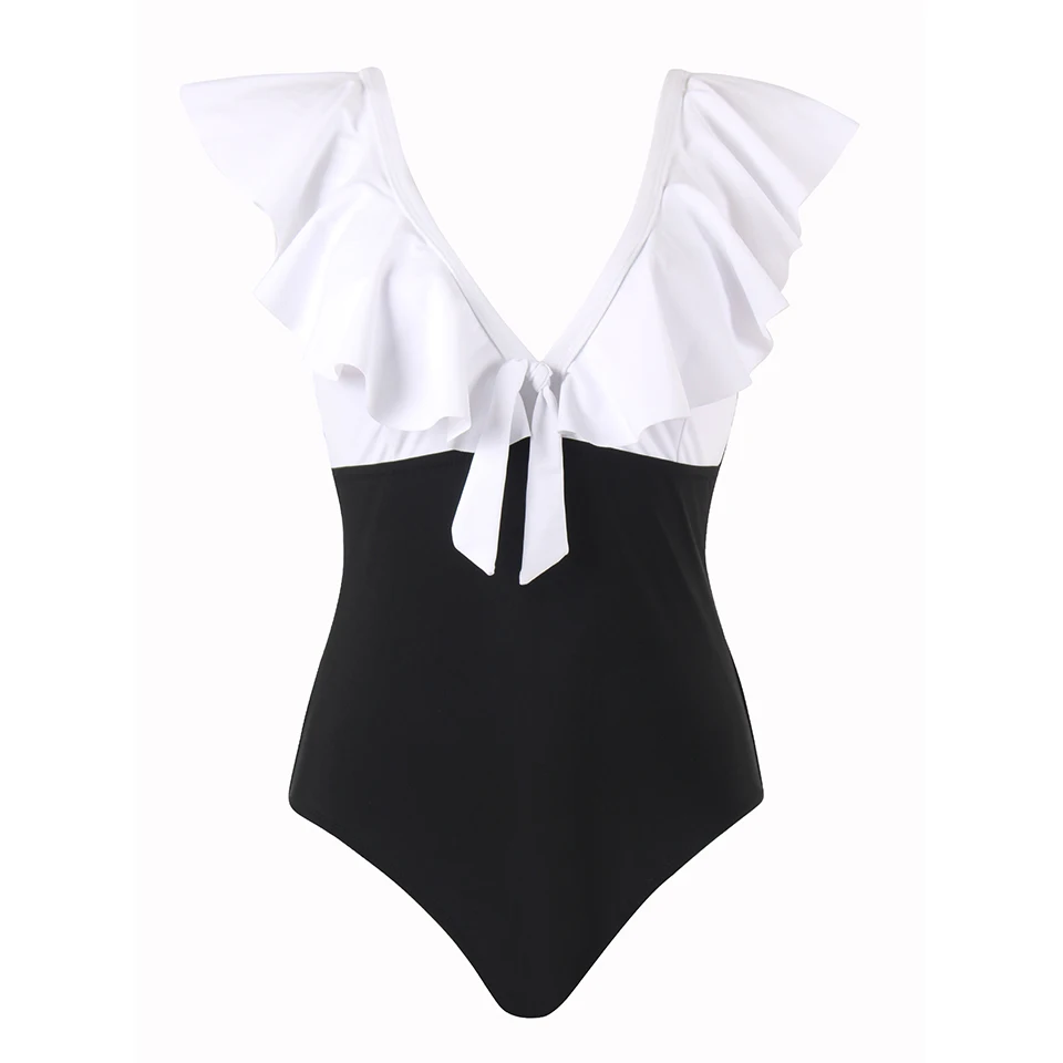 Женский купальный костюм TCBSG Цельный купальник с оборками бандажный летняя