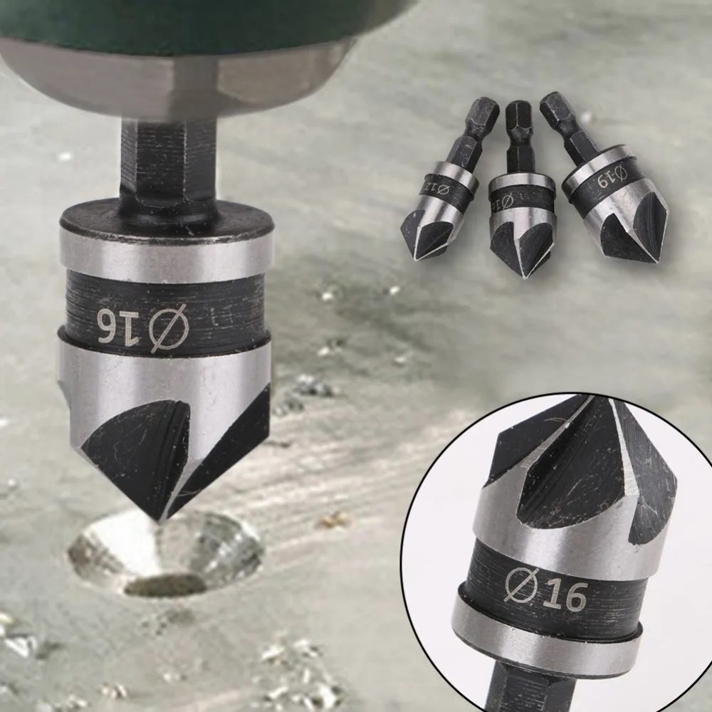 3 шт. 1/4 &quotШестигранным хвостовиком зенковки диаметр сверла по металлу комплект