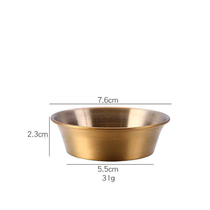 Gold S size 304 тарелка для приправ из нержавеющей стали позолоченная соусная тарелка закуска для ресторана тарелка шлифовальная красочная чаша - Цвет: Gold S size