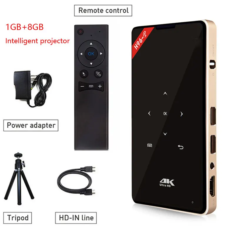 Лидер продаж, H96-P, мини DLP 4 k Projecteur, четырехъядерный, Android, портативный домашний видео кинотеатр, Bluetooth, HD-IN, 5g, wifi, tv Box, 2 ГБ, 16g - Цвет: 1GB 8GB projector
