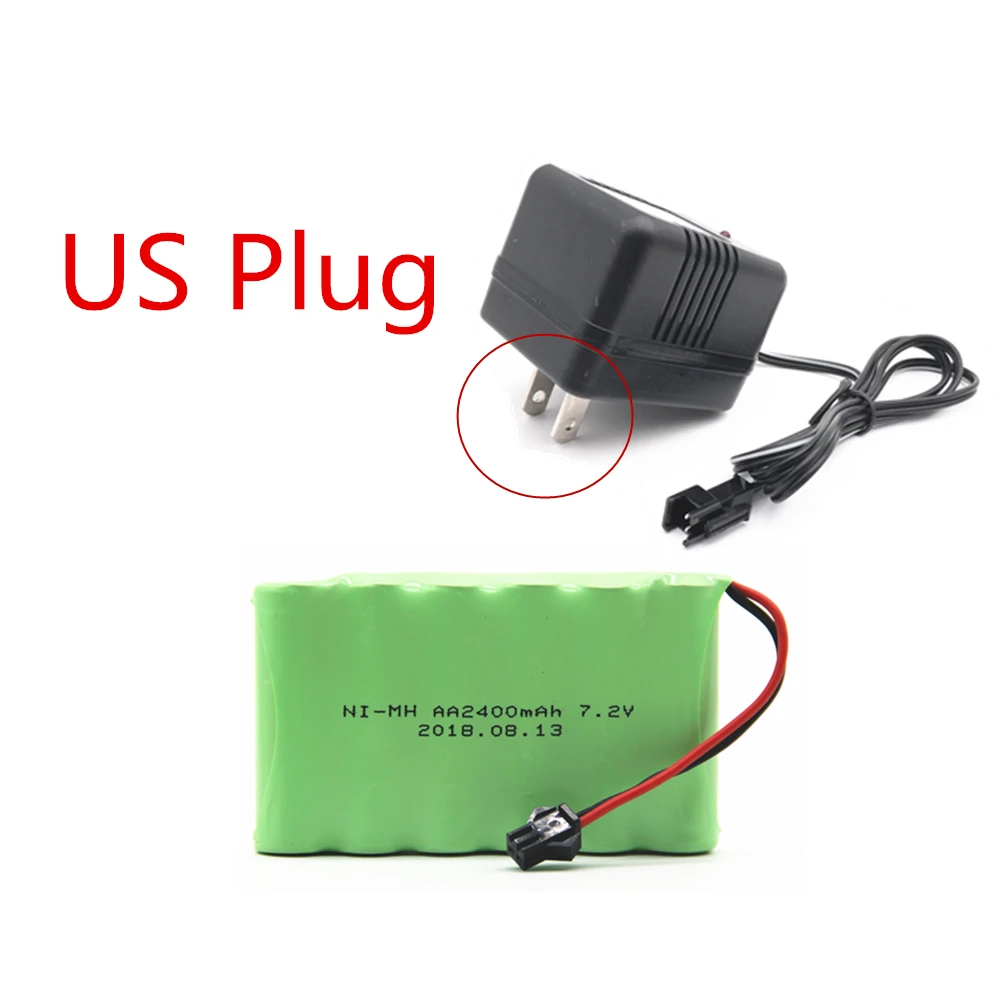 7,2 v 2400 mah AA Ni-MH аккумулятор с зарядным устройством большой емкости электрический игрушечный аккумулятор дистанционный автомобиль корабль Робот Перезаряжаемые 7,2 v 2400 mah