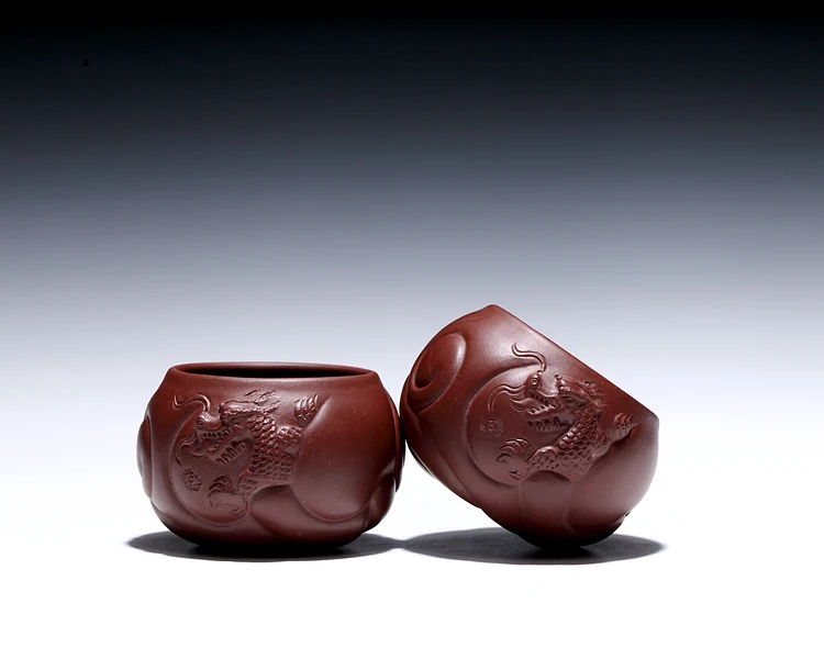 70ML Yixing Authentic Purple Clay Teacups Office Tea Ceremony Famous Handmade Raw Ore Zisha Fish Dragon Cup Home Drinkware Gifts