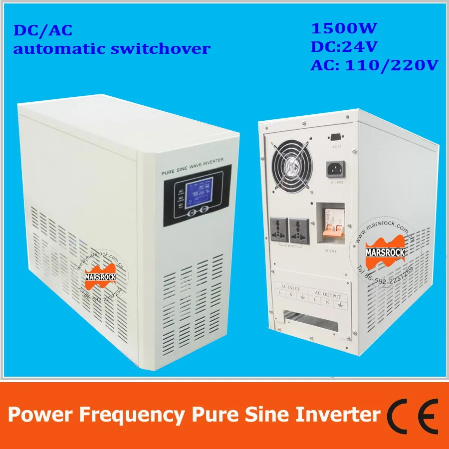 

Power frequency 1500W pure sine wave solar inverter with charger DC24V to AC110V220V LCD AC by Pass AVR