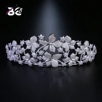 be 8 shiny flower shape aaa cubic zirconia tiara and crowns wedding hair jewelry for womengirls hair accessories h104