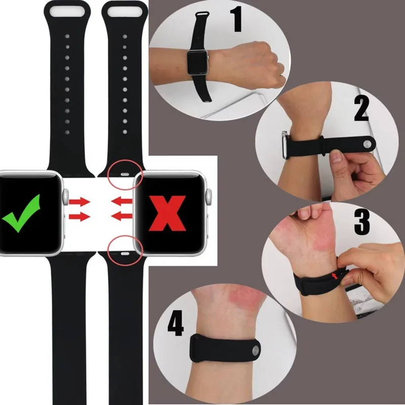 Новый дизайн ремешок для Apple Watch 38 мм 42 силиконовый мягкий сменный Браслет