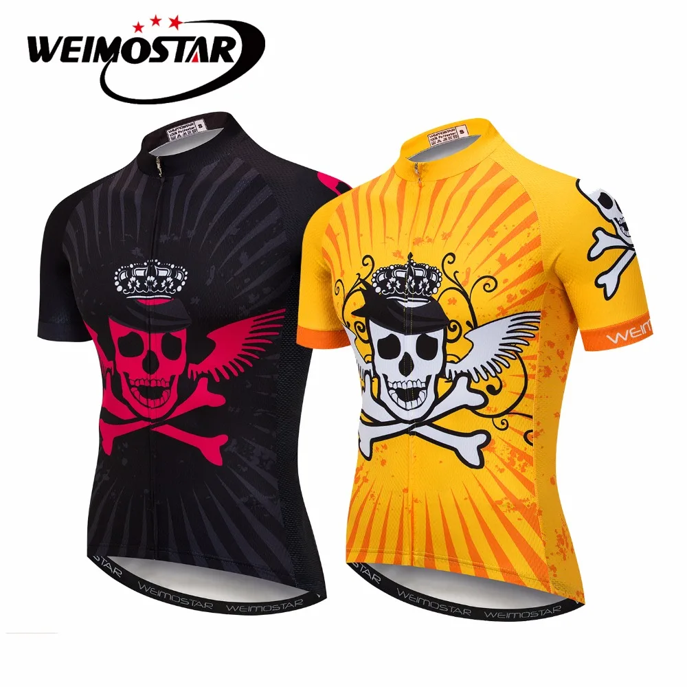 

WEIMOSTAR 2018 Summer Cycling Jersey Clothing Men's Pirate Skull Style mtb Ropa Ciclismo Bike shirt tops Bicycle Jersey maillot