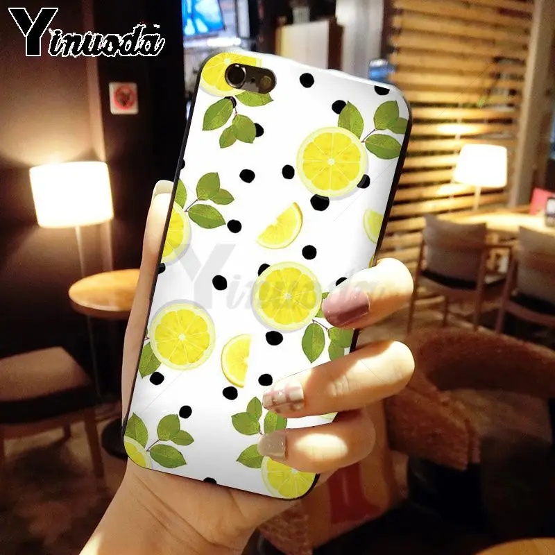 Yinuoda LEMON FRUIT Soft silicone black Phone accessories Case for iPhone 8 7 6 6S Plus X XS MAX 5 5S SE XR Mobile Cover | Мобильные