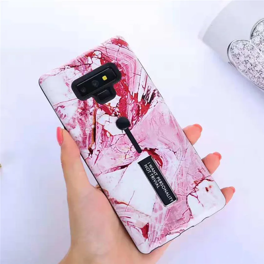 Ретро мраморный чехол для samsung Galaxy Note 9 модный скрытый держатель силиконовый