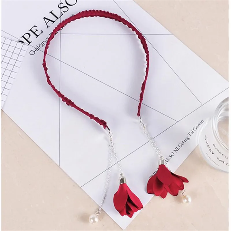 1 шт. Женская повязка на голову с жемчугом и подвеской|flower hair accessories|fashion accessorieshair
