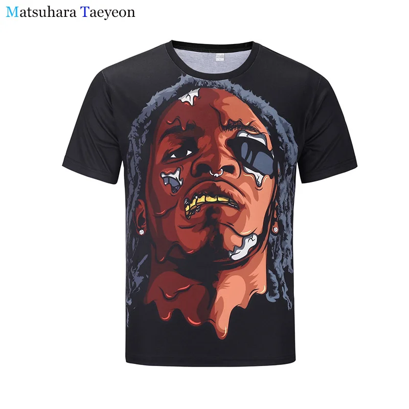 

2018 tshirt summer mens tee Crew Neck Short Sleeve fashion Creative men's head portrait t - shirt 3D printed New t-shirts