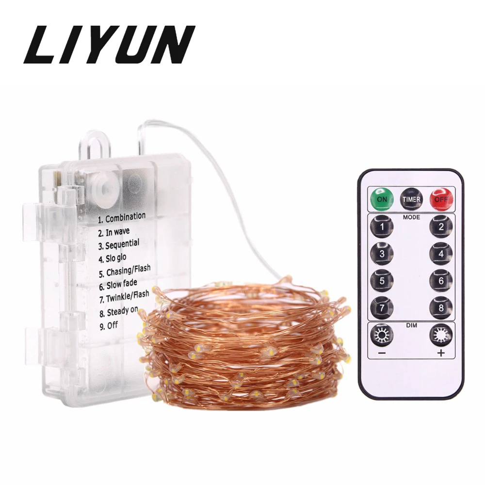 10M 5M String LED Lights Battery Operated Copper Wire Fairy Light with Remote For Christmas Wedding Party Holiday Decoration | Освещение