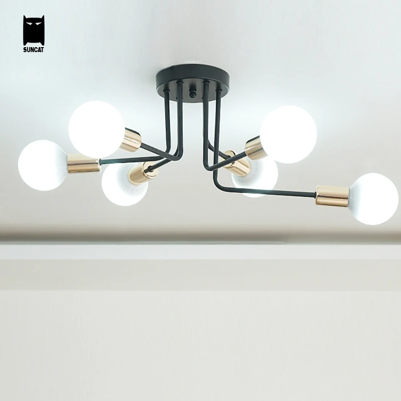 Железный потолочный светильник черного и белого цвета Современная