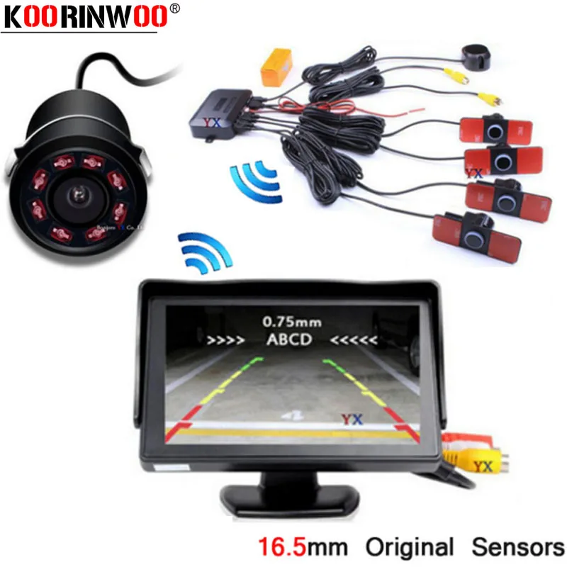 

Автомобильный парктроник Koorinwoo, оригинальный HD ЖК-монитор, датчик парковки, датчик будильника, зуммер, камера заднего вида, регулируемая кол...