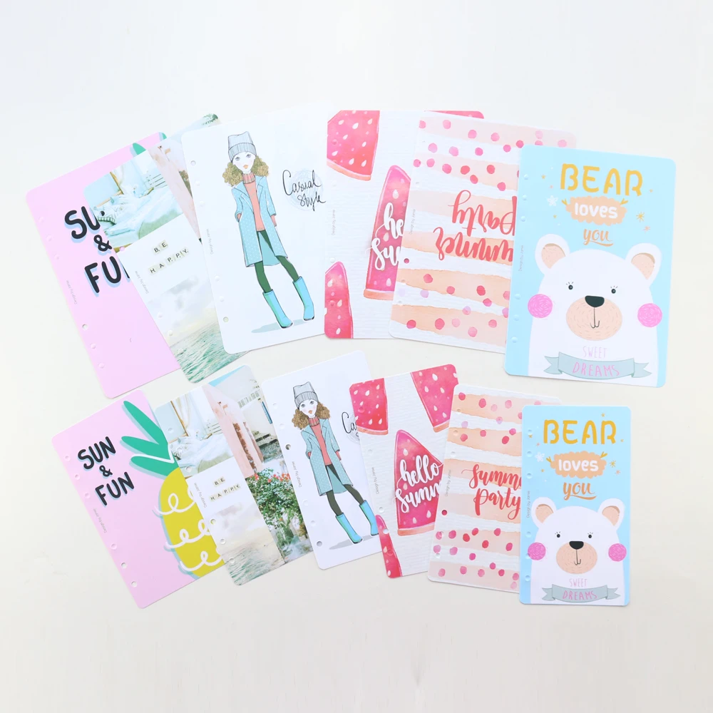 

Domikee new cute cartoon PP 6 holes index divider for binder planner notebooks,fine PP separator page for diary,A5A6