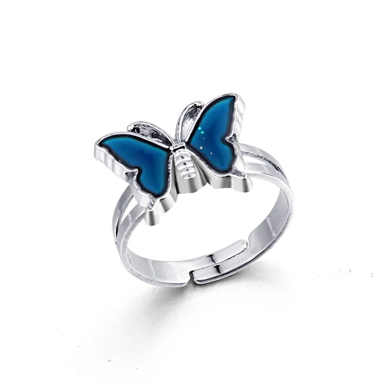 1pc Unique Sensible Temperature Change Color Butterfly Ring For Women Girl Creative Animals Opening Finger Jewelry R86 | Украшения и